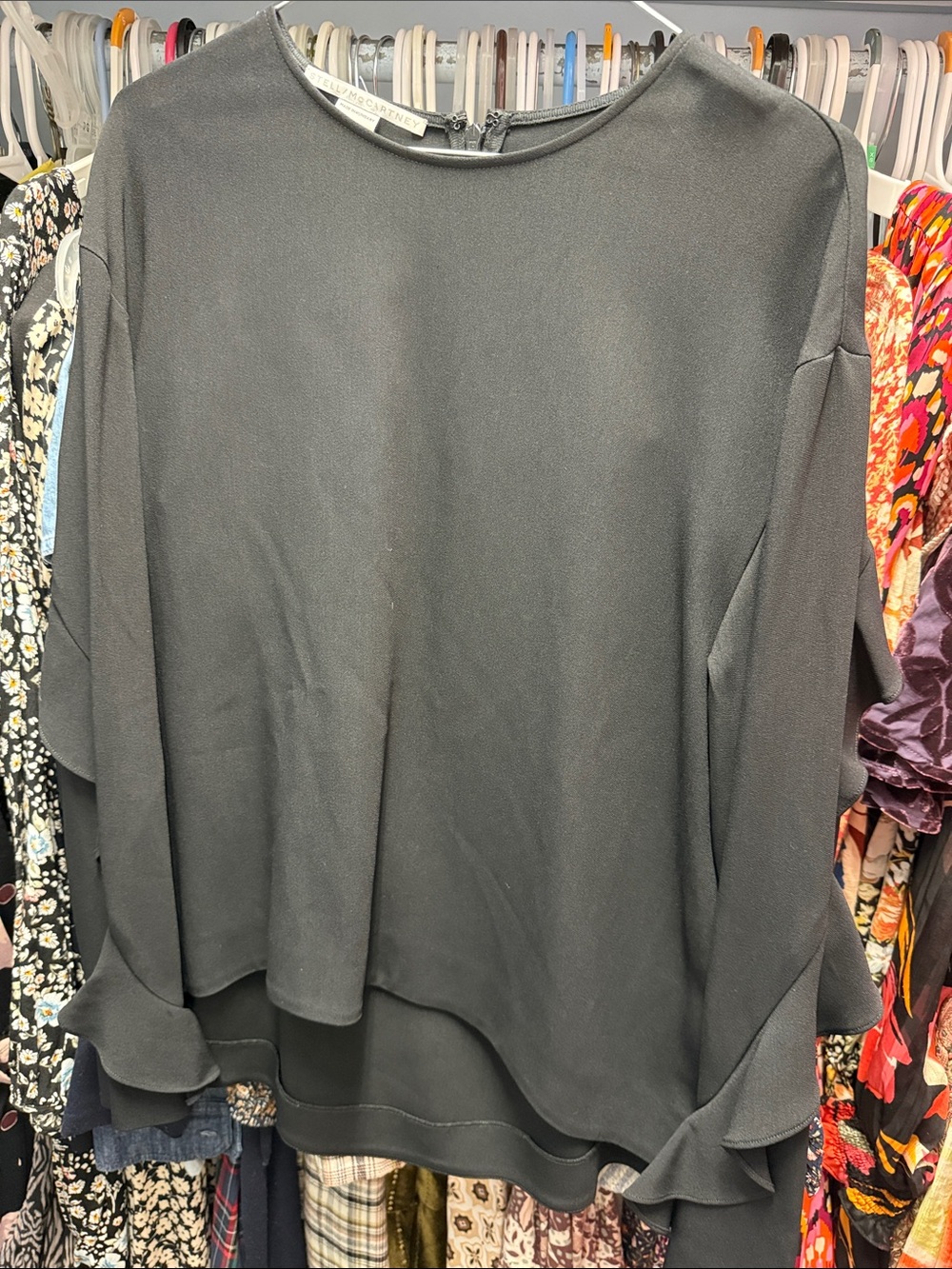 Stella McCartney Black Ruffle-Hem Blouse